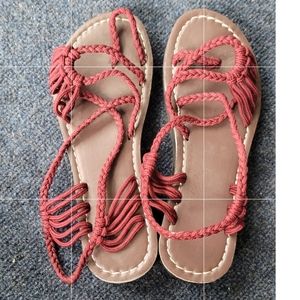 Size 8.5/9, Mauve or Black rope sandals